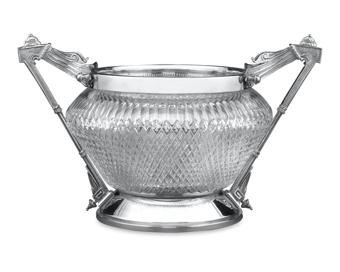Two Handled Silver Plate and Cut Glass Bowl