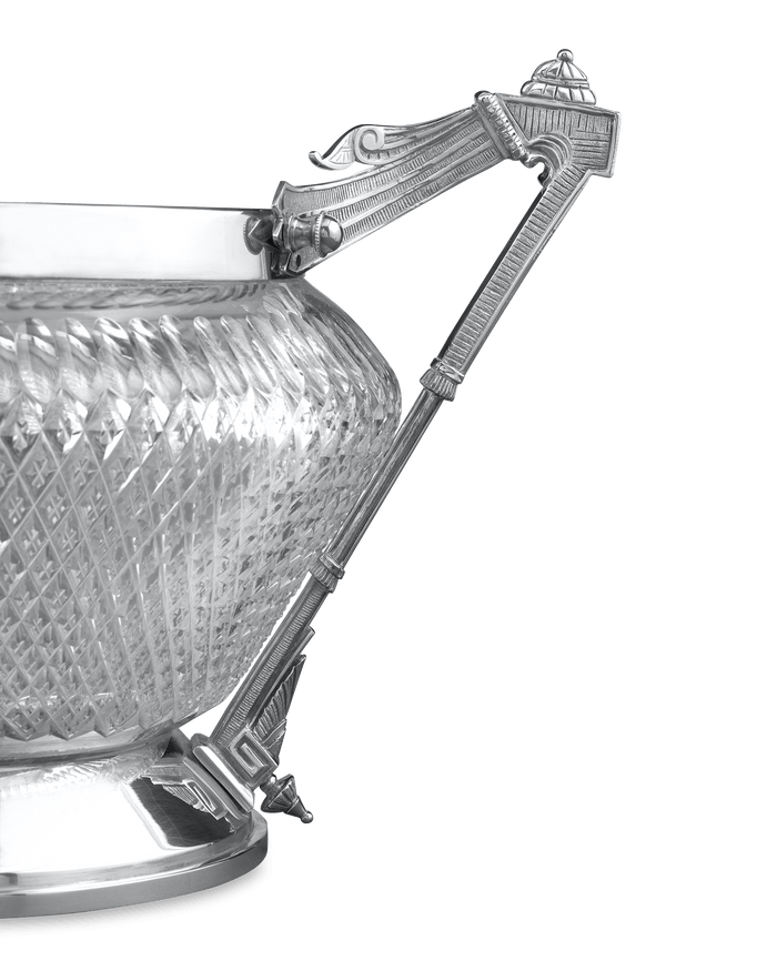 Two Handled Silver Plate and Cut Glass Bowl