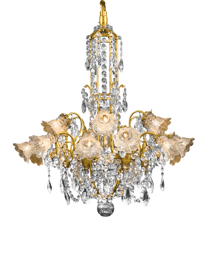 This chandelier is a brilliant specimen of Baccarat crystal