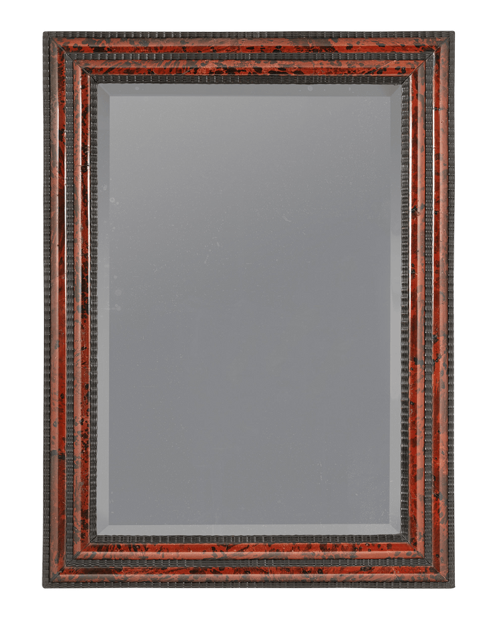 The frame of this rare Flemish Baroque-period mirror is clad in the finest tortoiseshell and ebony