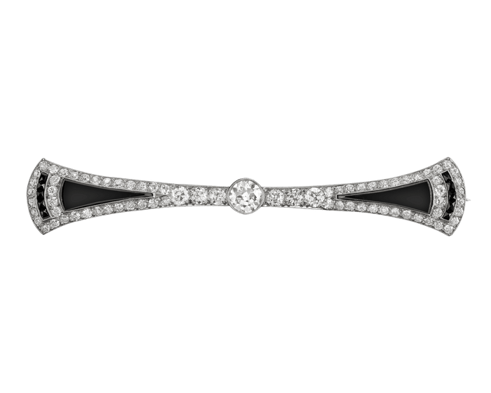 Tiffany & Co. Onyx and Diamond Pendant Brooch