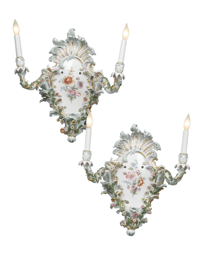 Pair of Meissen Porcelain Sconces