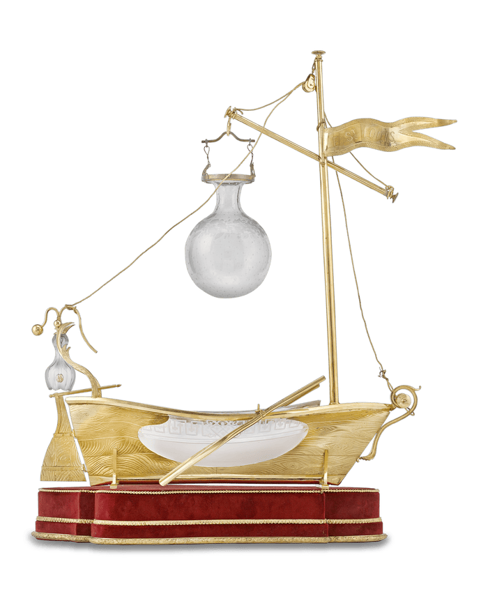 This nef is believed to have been created by Saint Louis Crystal for the 1889 Paris Exhibiton