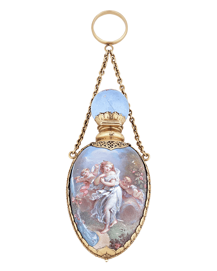 Gold and Enamel Chatelaine Perfume Bottle