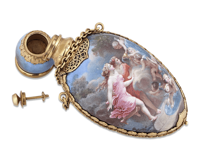 Gold and Enamel Chatelaine Perfume Bottle