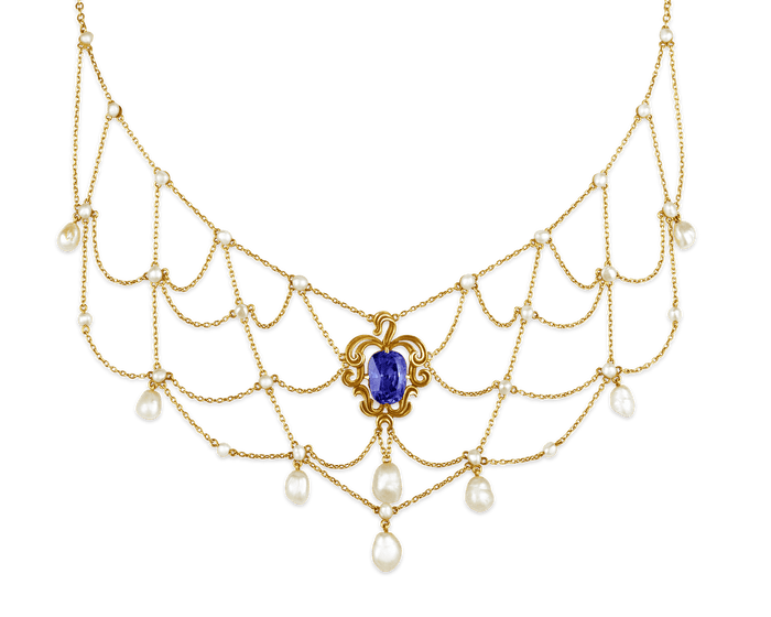 Untreated Burma Sapphire Bib Necklace, 6.07 Carats