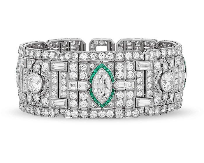 Art Deco Diamond and Emerald Bracelet