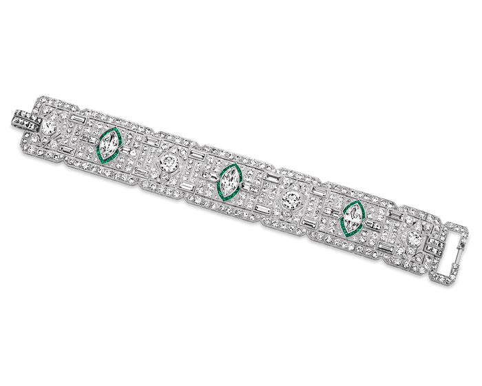 Art Deco Diamond and Emerald Bracelet