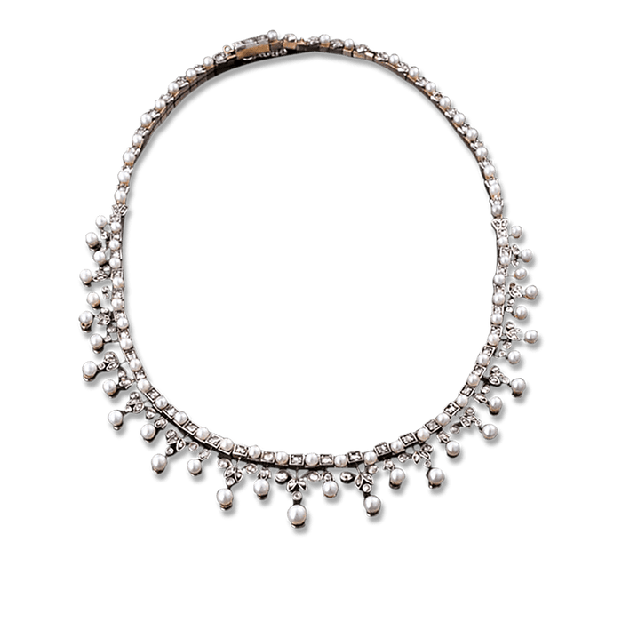 Antique Pearl and Diamond Necklace