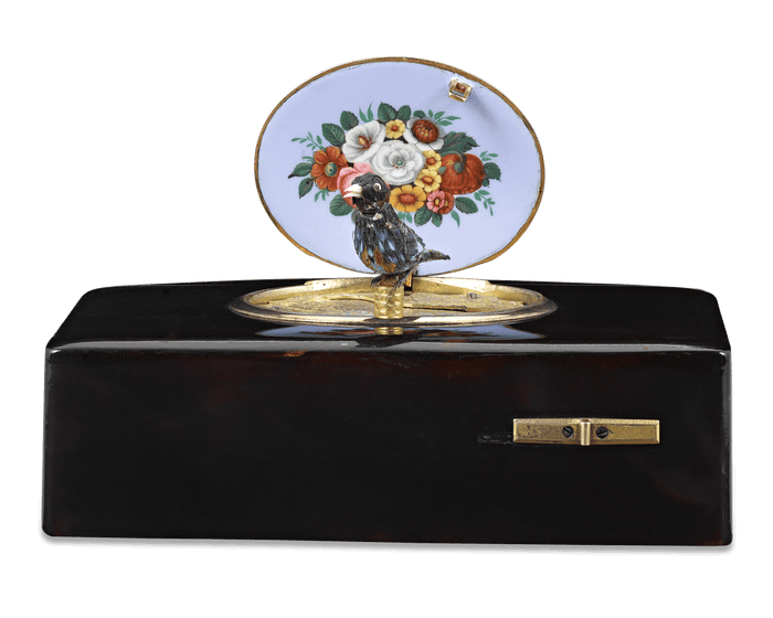 Bruguier Tortoiseshell Swiss Fusée Singing Bird Box