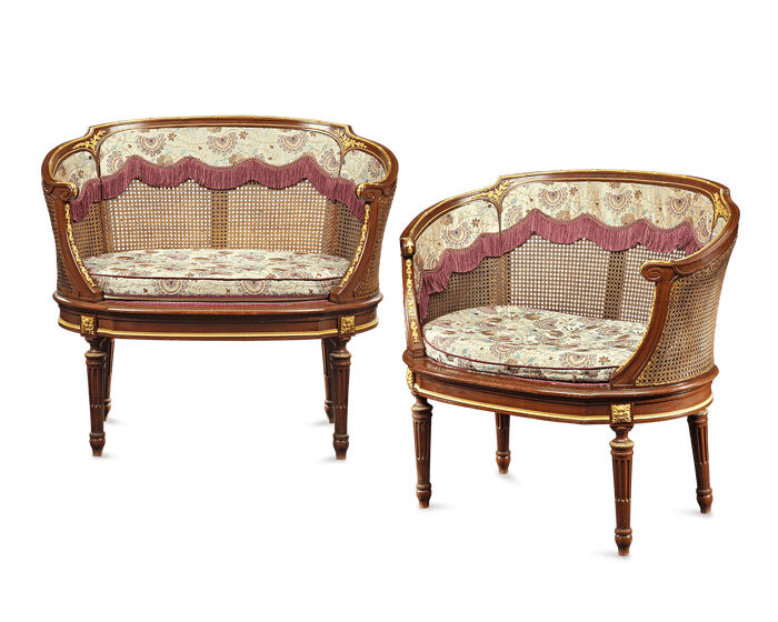Louis XV-Style French Caned Settees