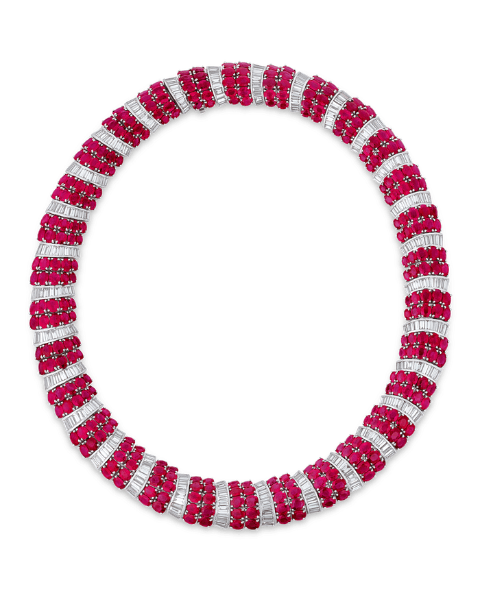Burma Ruby and Diamond Necklace