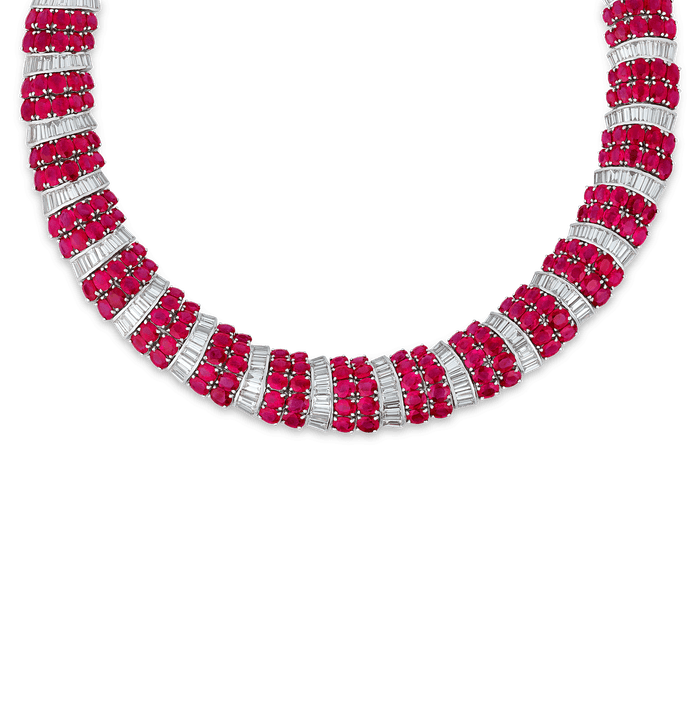 Burma Ruby and Diamond Necklace
