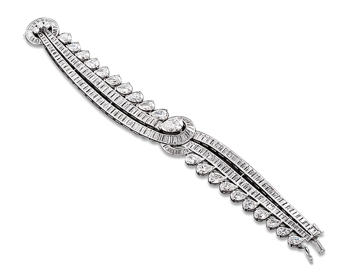 Pear and Baguette Diamond Bracelet, 35.00 Carats