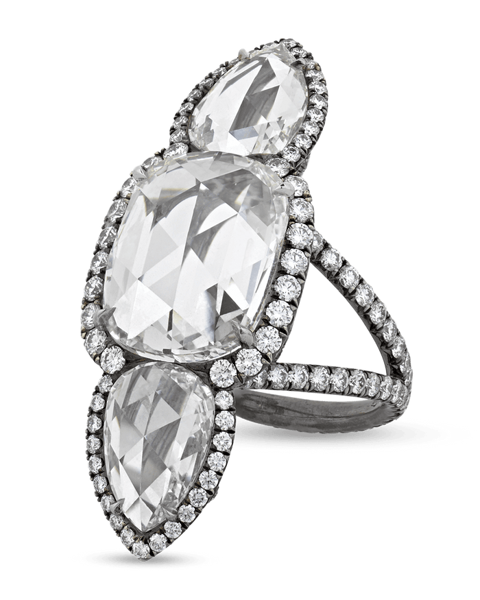 White Diamond North-South Ring, 7.98 Carats
