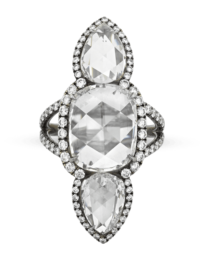 White Diamond North-South Ring, 7.98 Carats