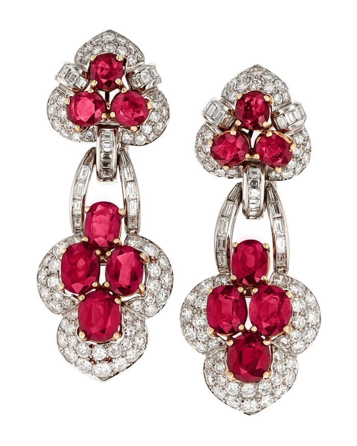 Ruby Drop Earrings, 20.00 Carats