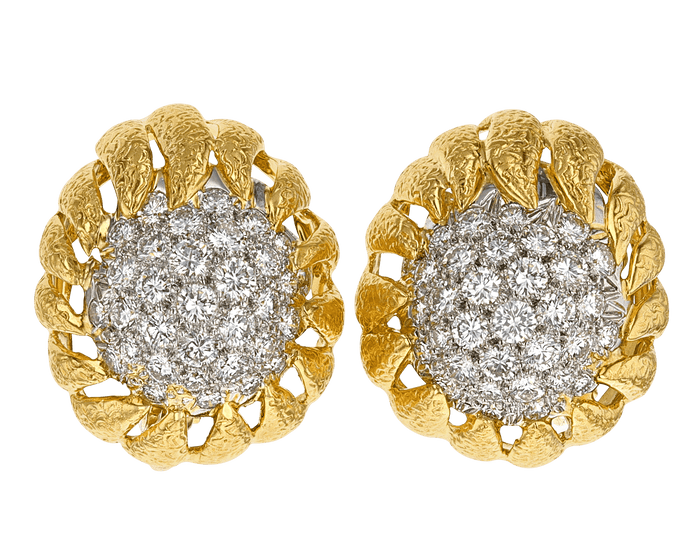 David Webb Pavé Diamond Earrings, 5.50 Carats