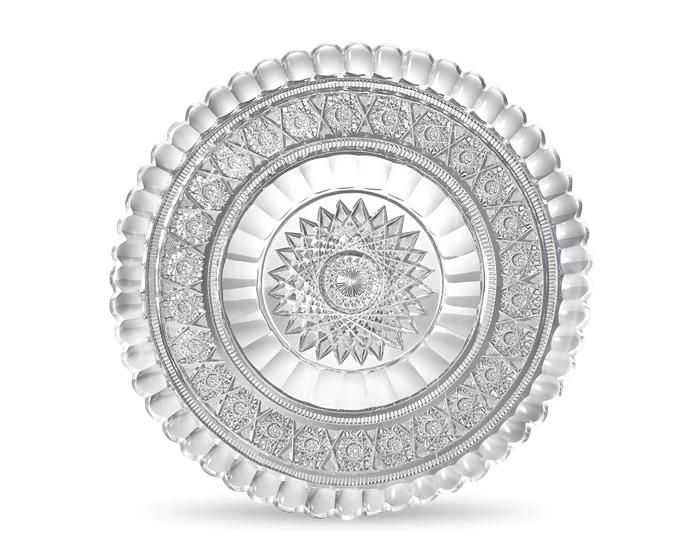 Aberdeen Pattern Cut Glass Cake Plate by Jewel Cut Glass Co.