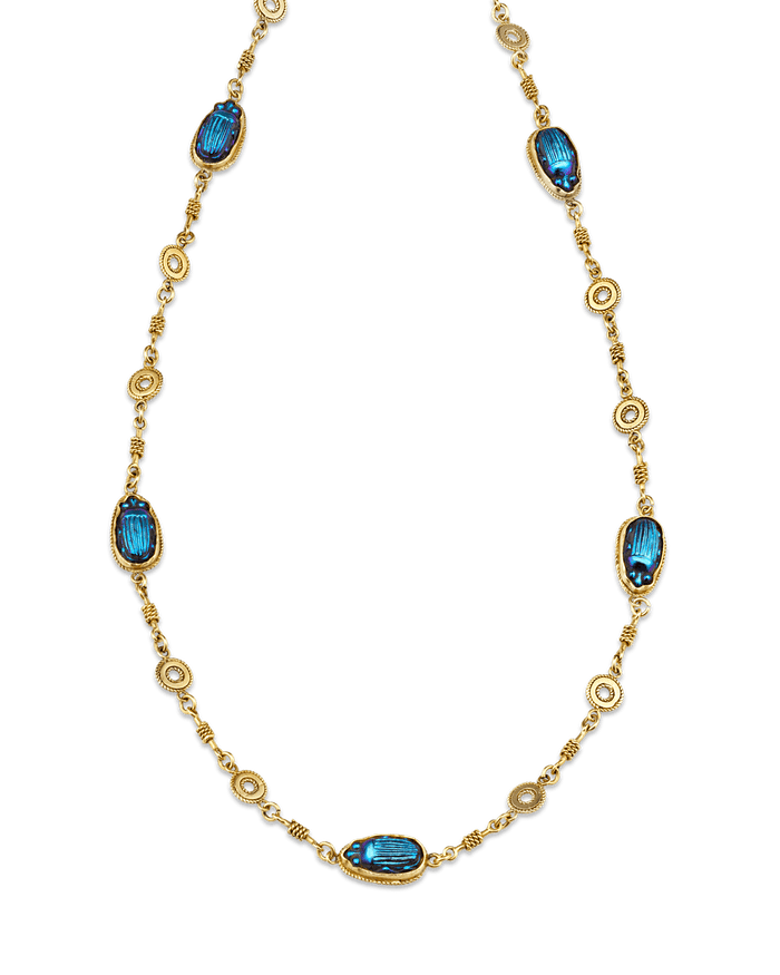 Louis Comfort Tiffany Favrile Glass Scarab Necklace