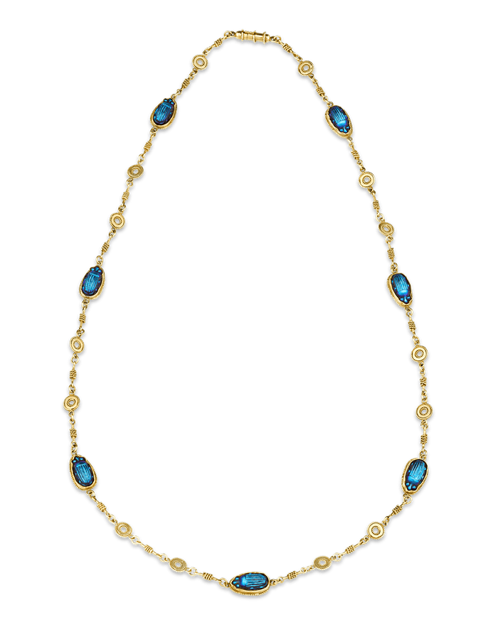 Louis Comfort Tiffany Favrile Glass Scarab Necklace