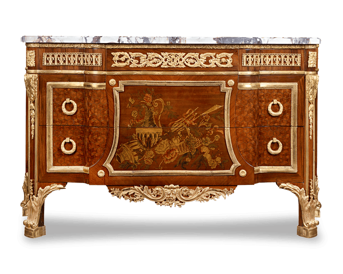 Louis XVI-Style Marquetry Commodes