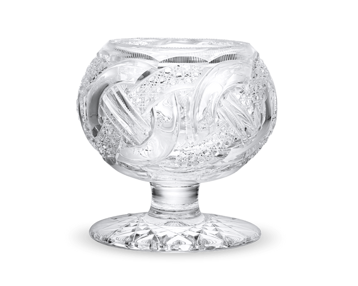 Wedding Ring Pattern Cut Glass Rose Bowl by J. Hoare & Co.