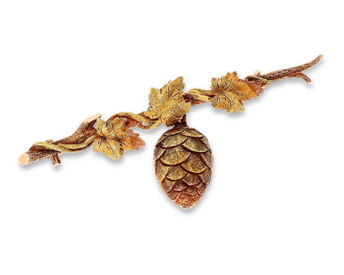 Multicolor Gold Pine Cone Brooch