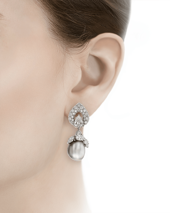 Henry Dunay Tahitian Pearl and Diamond Earrings