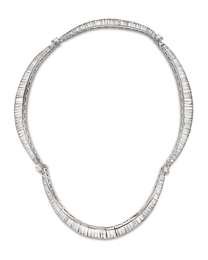 Baguette-Cut Diamond Necklace, 50.00 Carats