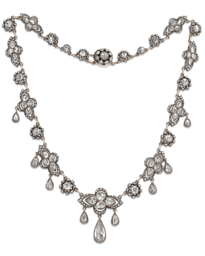 Rose Cut Diamond Necklace, 6.00 Carats