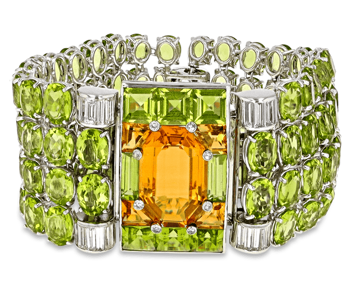 Seaman Schepps Peridot, Citrine and Diamond Bracelet