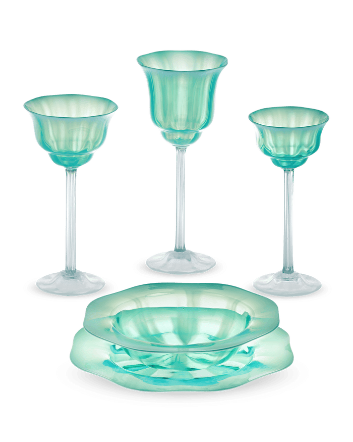 Louis Comfort Tiffany Pastel Favrile Glass Dinnerware