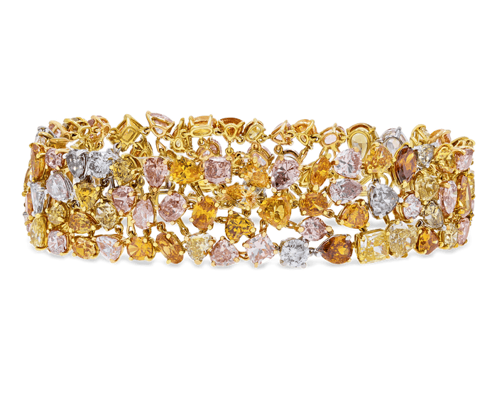 Multi-Colored Diamond Bracelet, 42.40 Carats