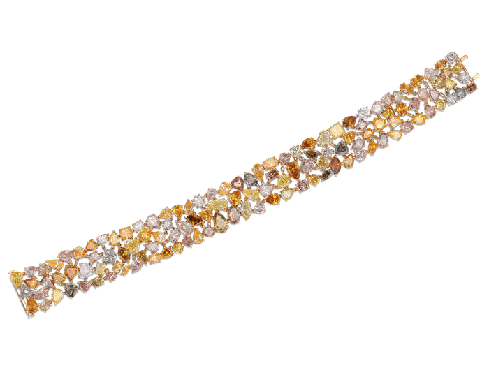 Multi-Colored Diamond Bracelet, 42.40 Carats