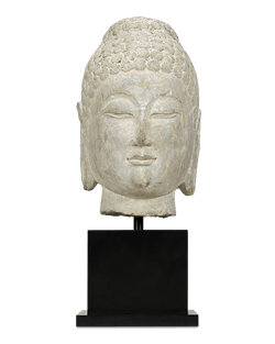 Limestone Buddha Head, 6th-Century Qi Dynasty