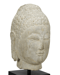 Limestone Buddha Head, 6th-Century Qi Dynasty