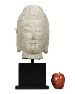 Limestone Buddha Head, 6th-Century Qi Dynasty