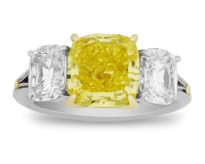 Fancy Vivid Yellow Diamond Ring, 3.70 Carats