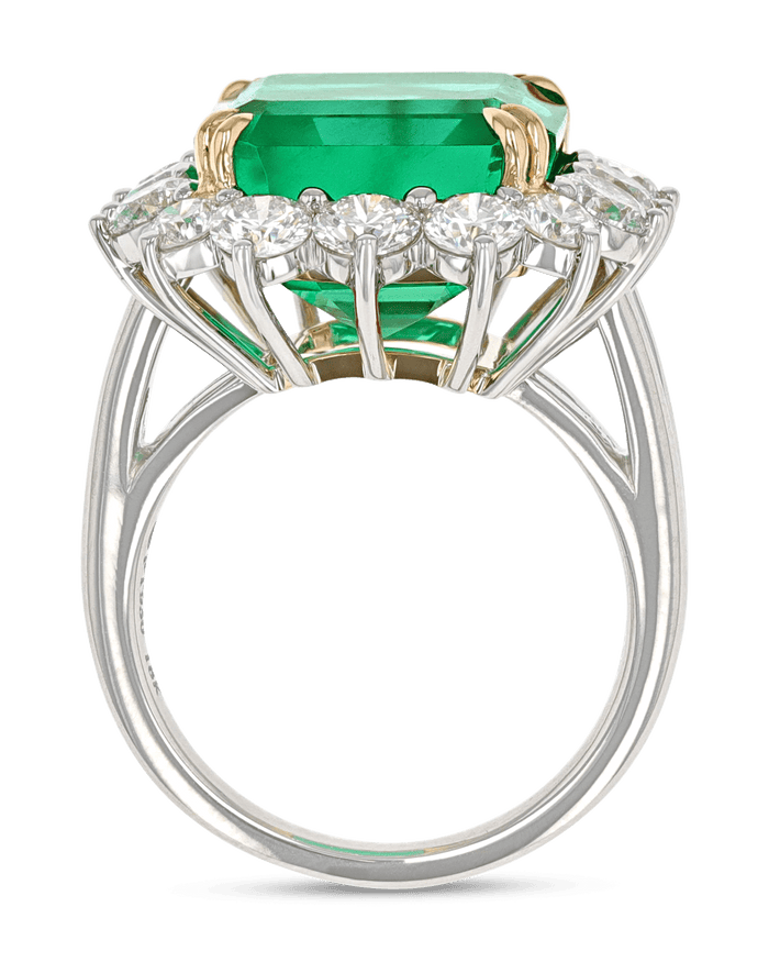 Emerald-Cut Colombian Emerald and Diamond Ring