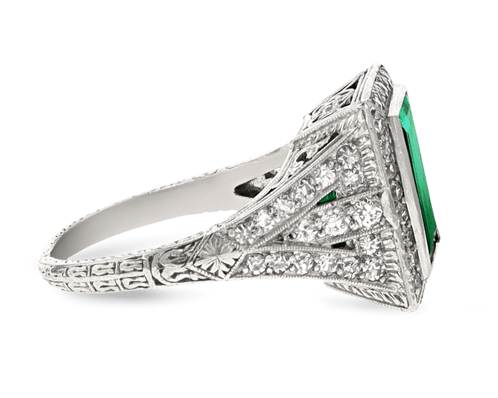 Colombian Emerald Art Deco Ring, 4.00 Carats