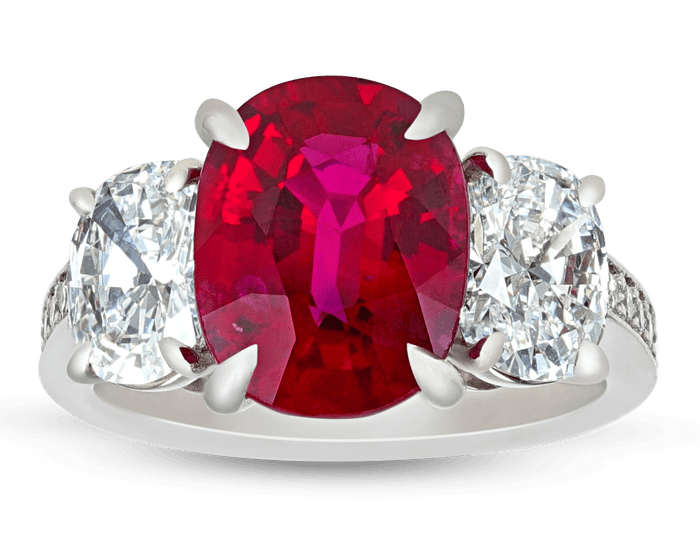 Mozambique Ruby and Diamond Ring, 5.03 Carats