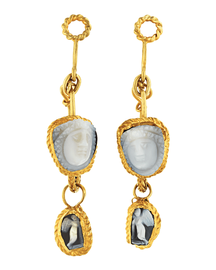 Ancient Roman Medusa Intaglio Earrings