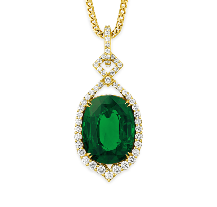 Tsavorite Garnet Pendant, 39.20 Carats