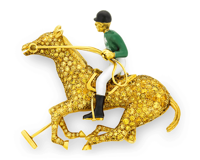 Polo Pony Diamond Brooch