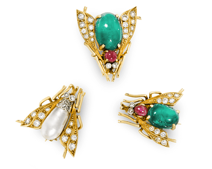 Van Cleef & Arpels Emerald Bee Pins