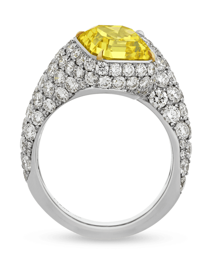 Fancy Vivid Yellow and White Diamond Bypass Ring