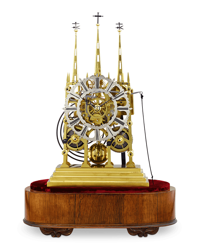 Litchfield Cathedral Skeleton Clock by Evans of Handsworth