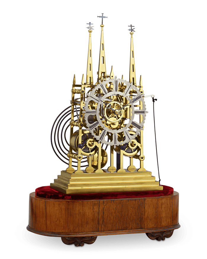 Litchfield Cathedral Skeleton Clock by Evans of Handsworth