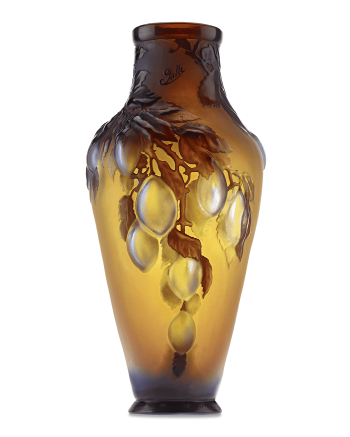 Gallé Mold-Blown Cameo Glass Plum Vase